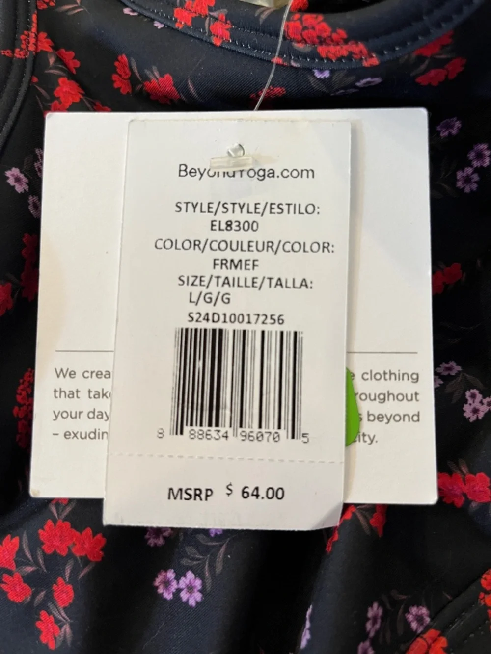 Beyond Yoga Black Floral Sports Bra with Red & Purple Flowers - Picture 3 of 7